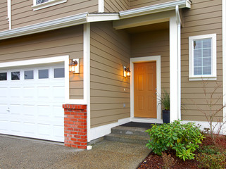 Clapboard siding house  entrance