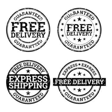 Free Delivery Black and White Stamps