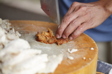 Fried chicken chopped