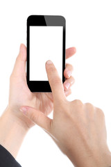 Business women holding Smart phone