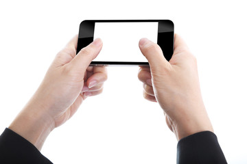 Business women holding Smart phone