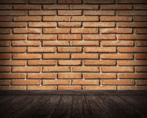 brick wall and wood floor texture interior 