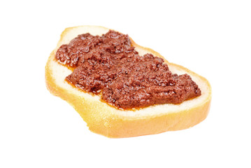 fresh olive paste made from kalamata olives  on bread