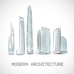 Obraz premium Buildings collection of modern skyscrapers