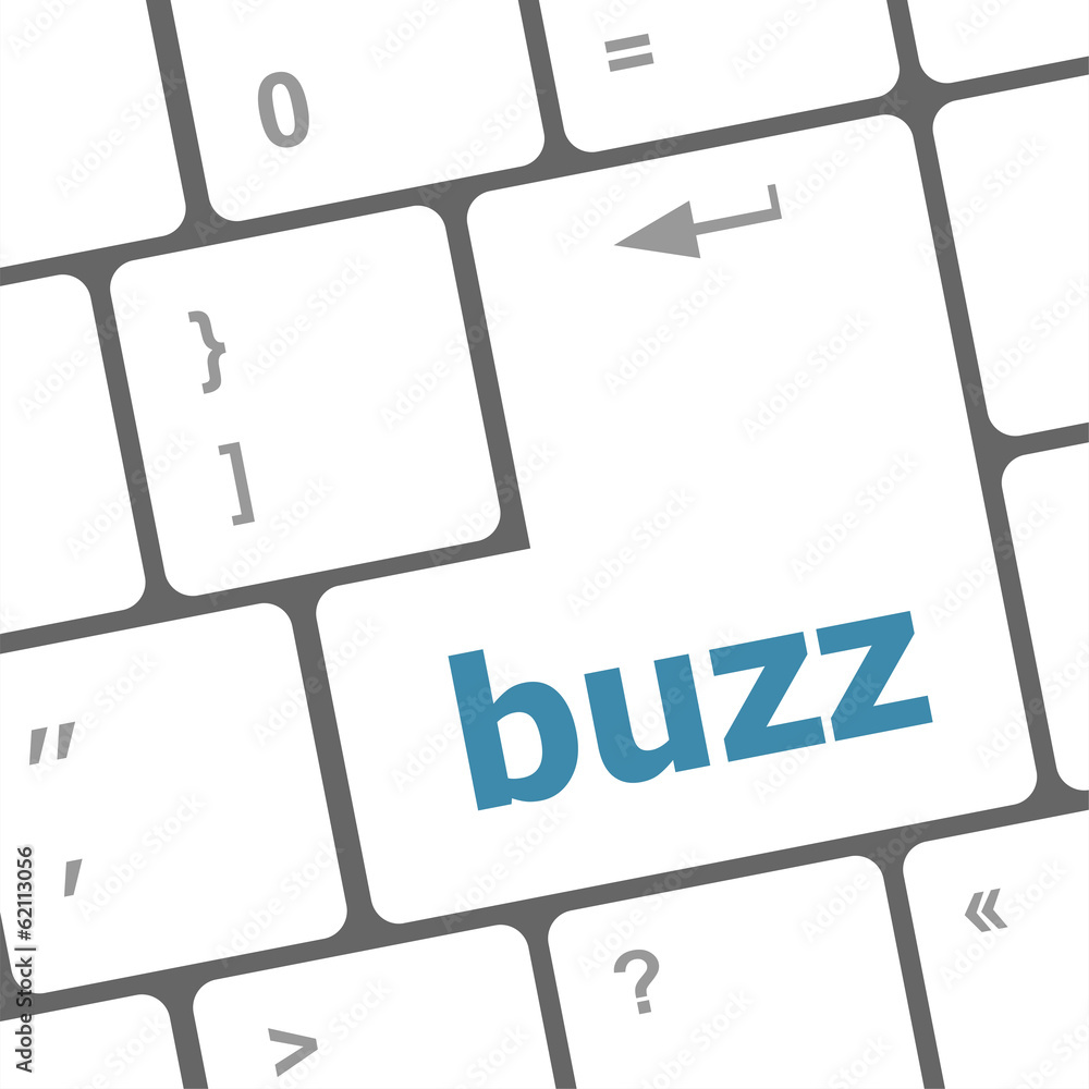 Aufkleber buzz word on computer keyboard key