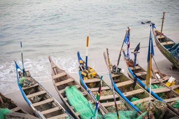 Wandcirkels Afrika Traditionele Afrikaanse vissersboten  © eunikas