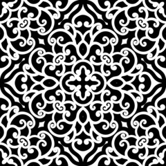 Black and white swirly seamless pattern