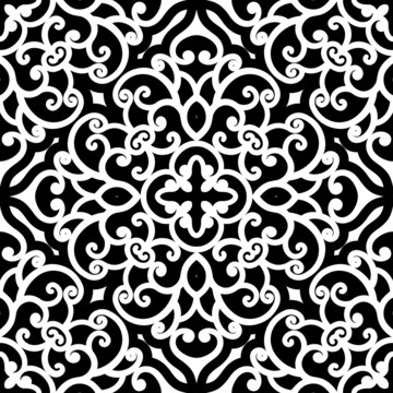 Black and white swirly seamless pattern