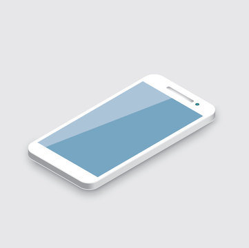 Mobile phone isolated. Realistic white 3d smartphone vector.
