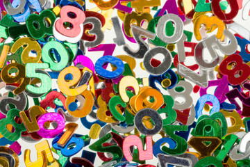 small color numbers confetti background