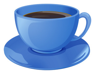 A blue cup with coffee