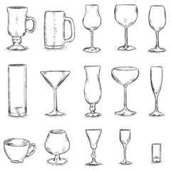 Vector Set of Sketch Stemware