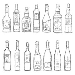 Vector Set of Sketch Bottles