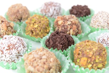 Set of chocolate candies close-up