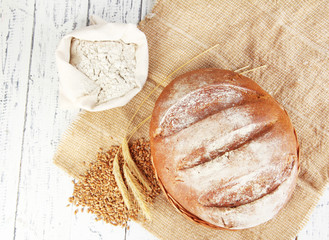 Rye bread with flour and grains