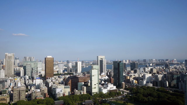東京都心の街並。晴海・お台場方面を望む　インターバル撮影