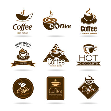 Set of coffee badges and icon
