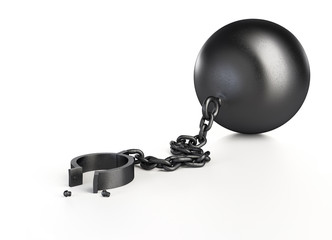 Prison Shackle isolated on White Background. 3D illustration