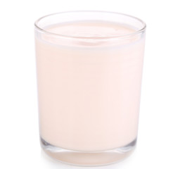 Delicious yogurt in glass isolated on white