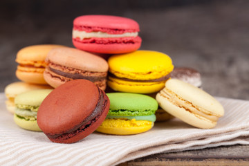 Macaroons on a wooden table
