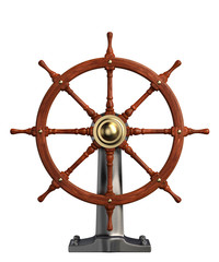 Ship Steering Wheel isolated on White Background