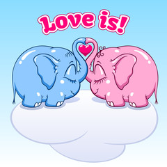 baby elephant in love on the cloud