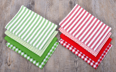 several table napkins red and green