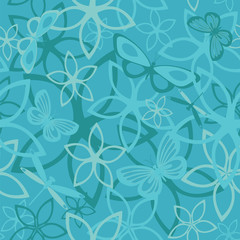 Floral butterfly abstract background, seamless