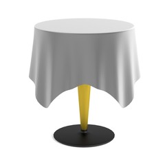 realistic 3d render of table with tablecloth