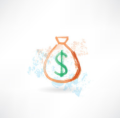 bag of money grunge icon.