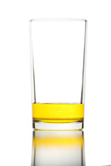 Yellow water in Glass isolated.
