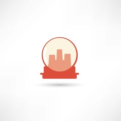 glass sphere with city