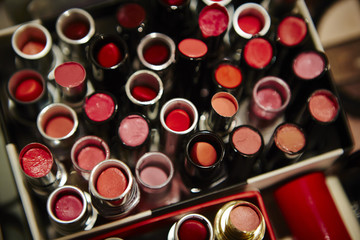Assortment of coloured lipsticks