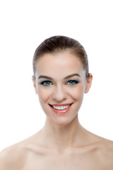Obraz premium Front portrait of a smiling woman with beauty face