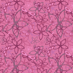 Floral butterfly abstract background, seamless