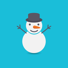 Snowman on blue background