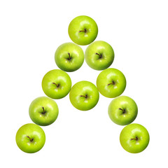 Letter A made of apples