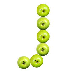 Letter J made of apples