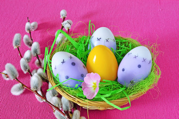 Easter eggs in basket