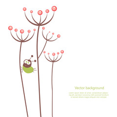 Vector spring background with cute bug