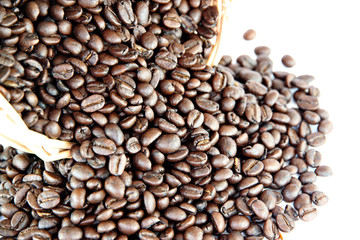 Roasted coffee beans.
