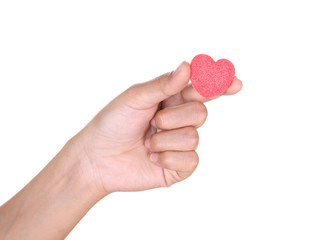 hands holding heart candy