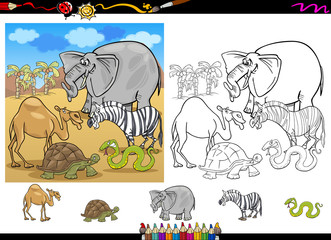 safari animals coloring page set