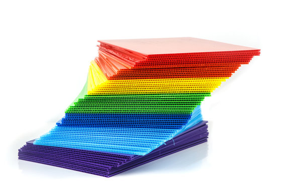 Stack Of Colorful  Corrugated Plastic Sheets