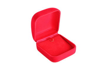 Red jewelry box isolated.