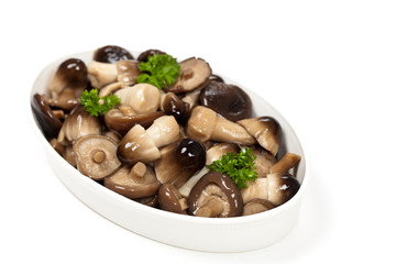 Whole Straw and Shiitake Mushrooms