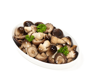 Whole Straw and Shiitake Mushrooms