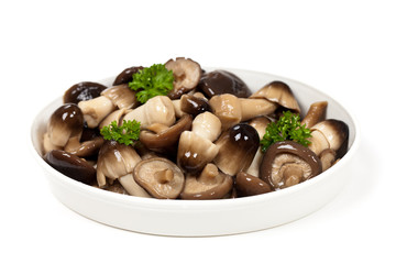 Asia Whole Straw and Shiitake Mushrooms in bowl