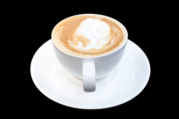 Hot coffee cup isolated on black