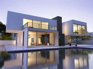 Foto op Canvas Modern house with pool © FrankBoston